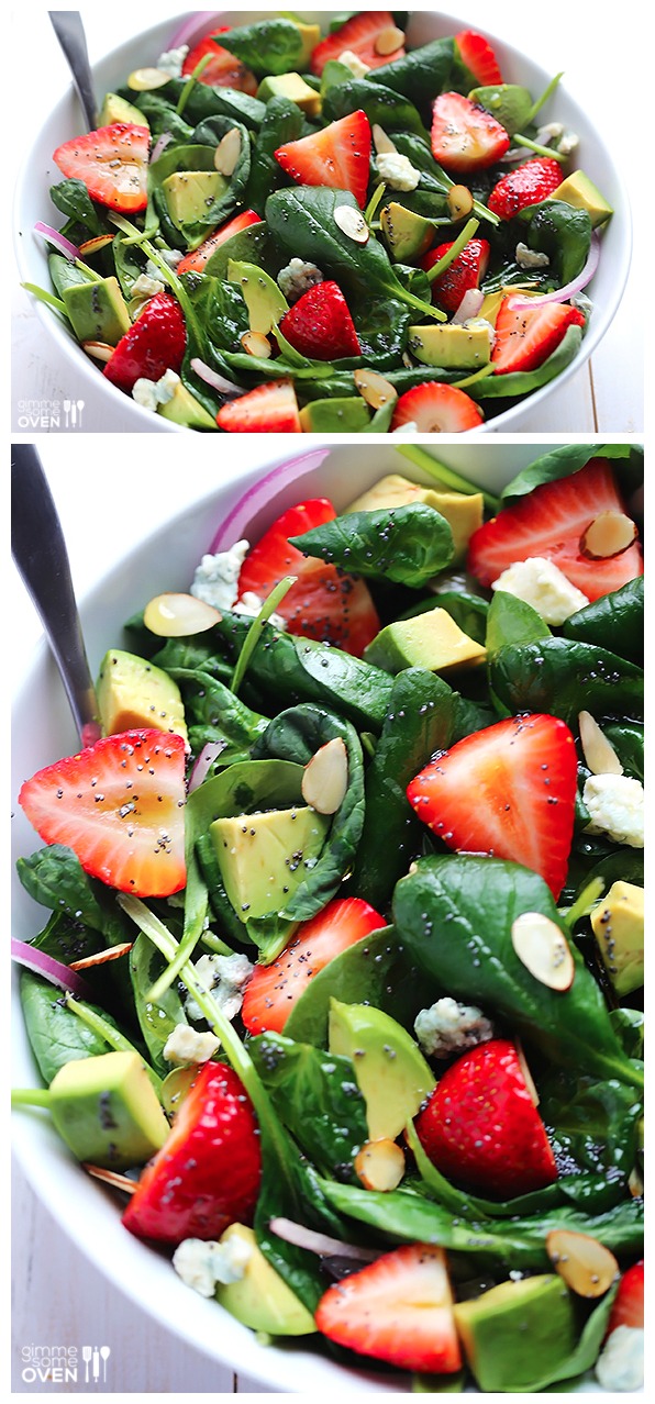Avocado Strawberry Spinach Salad with Poppyseed Vinaigrette