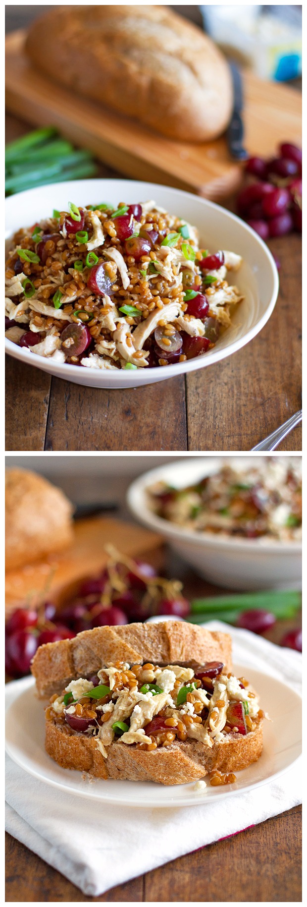 Honey Chicken Salad with Grapes and Feta