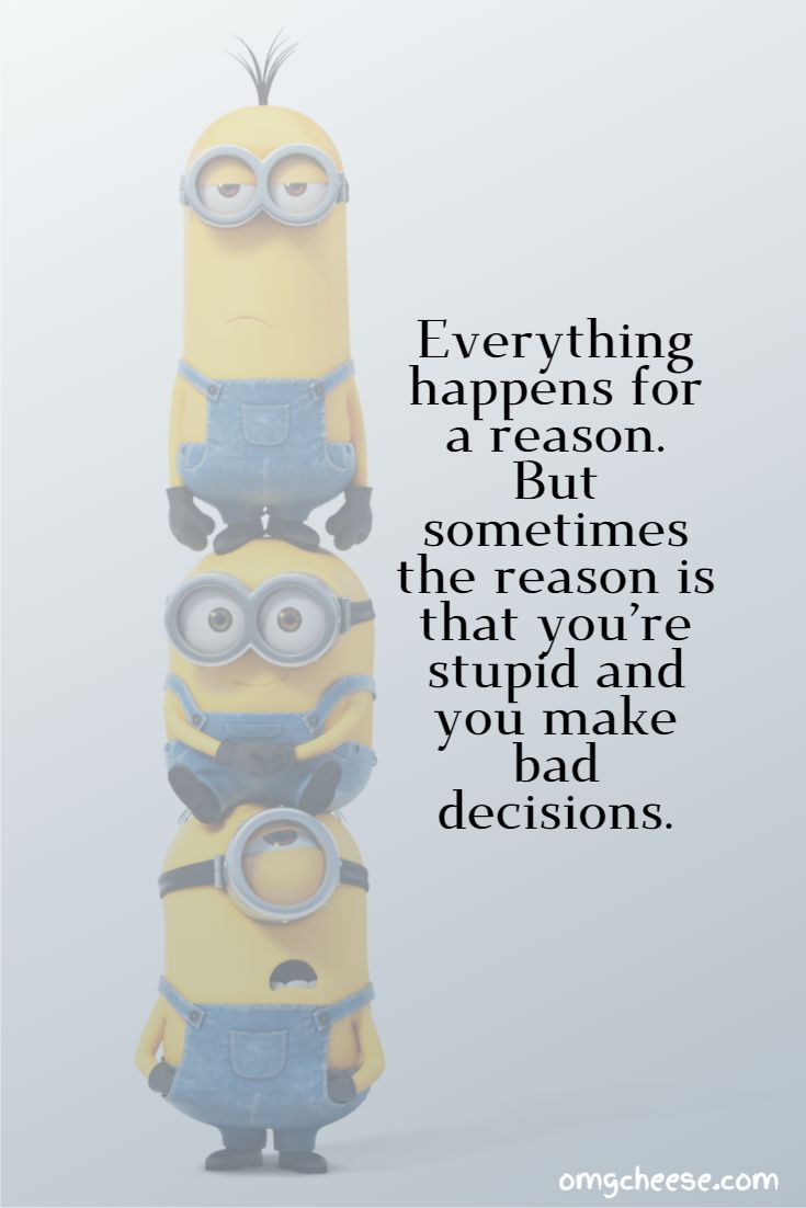 Everything happens for a reason. But sometimes the reason is that you’re stupid and you make bad decisions.