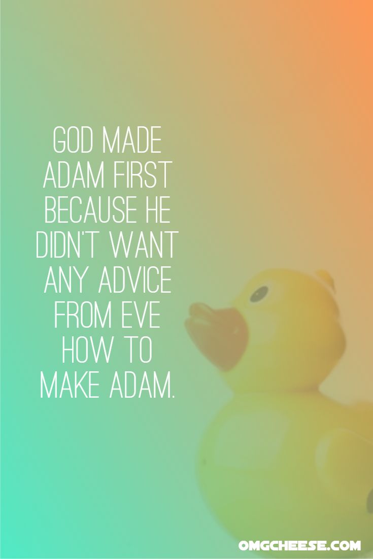God made Adam first because he didn’t want any advice from Eve how to make Adam.